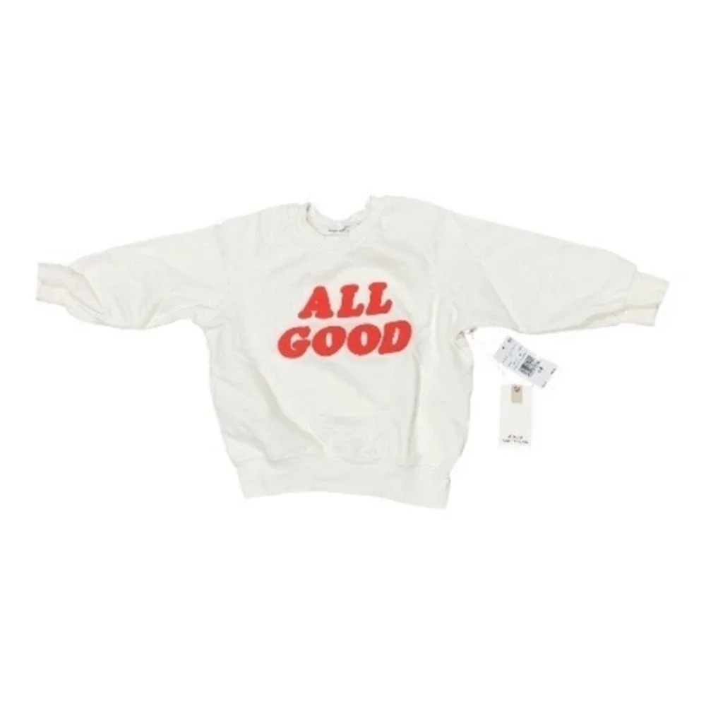 Good American Kids All Good Crewneck Sweatshirt Ivory Size 5/6
